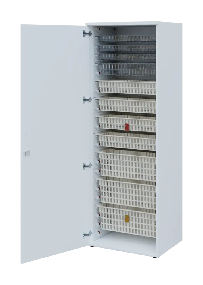 EUROMEDICA D - 66 skříň léková boxová, 1-dveřová, levá, 1950x660x535, korpus bílý, dvířka bílá